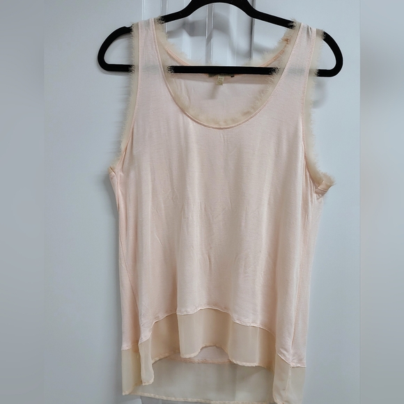 ANTHROPOLOGIE BORDEAUX *NEW* PEACH FLOWY STRETCHY TUNIC TANK TOP WOMEN'S SIZE M. - Picture 1 of 7